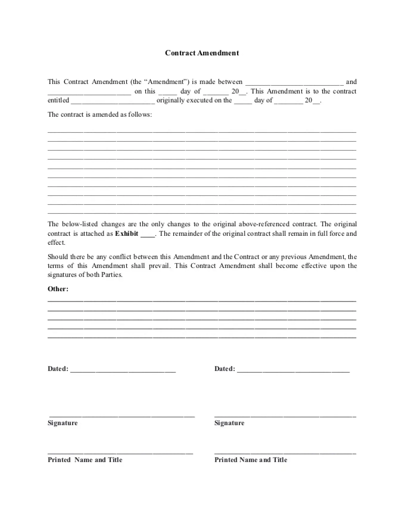 Contract Amendment Template